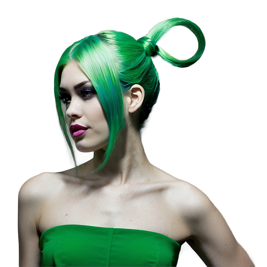 Green Hair Fashion Model Png Yxn42 PNG Image