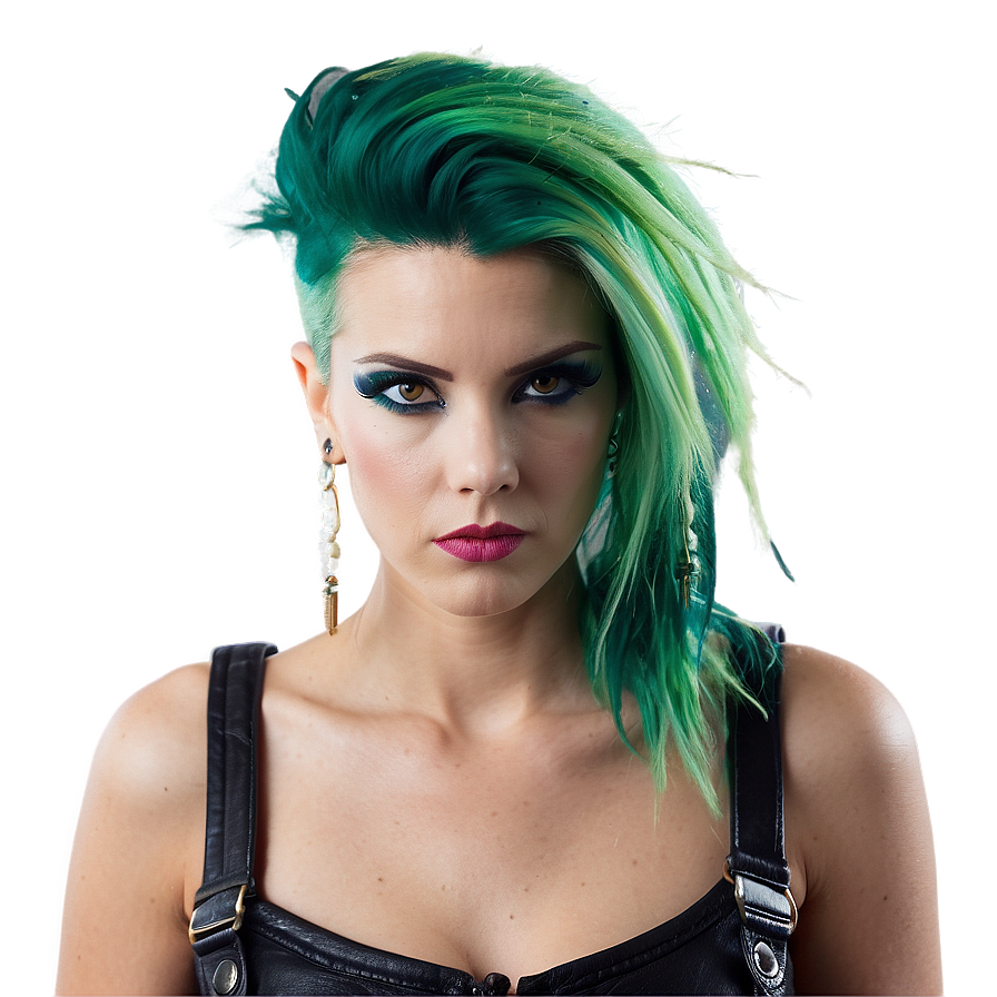 Green Hair Punk Rocker Png 4 PNG Image