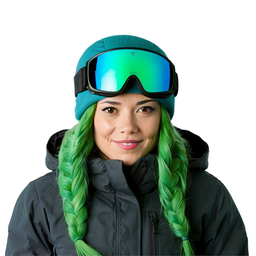 Green Hair Winter Snowboarder Png Dyc PNG Image