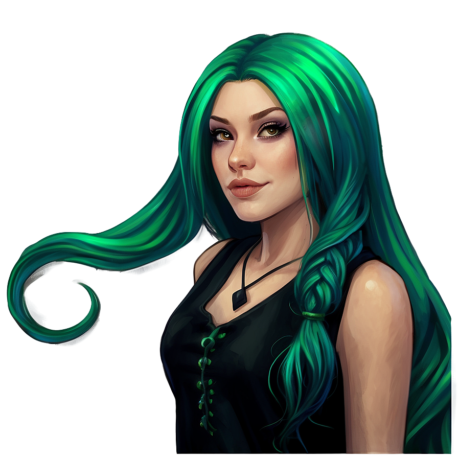 Green Hair Witchcraft Png 06282024 PNG Image