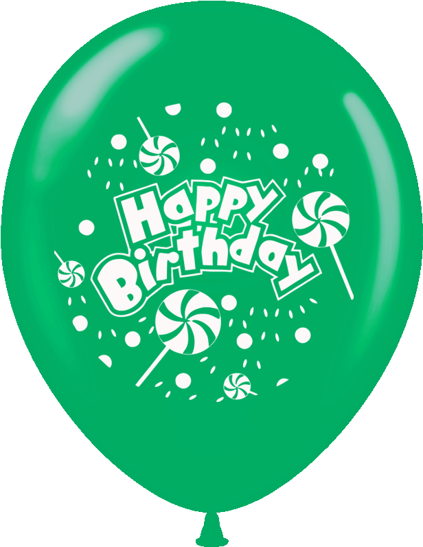 Green Happy Birthday Balloon PNG Image