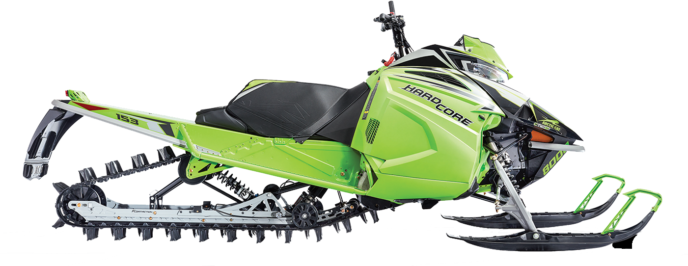 Green Hardcore Snowmobile Side View PNG Image