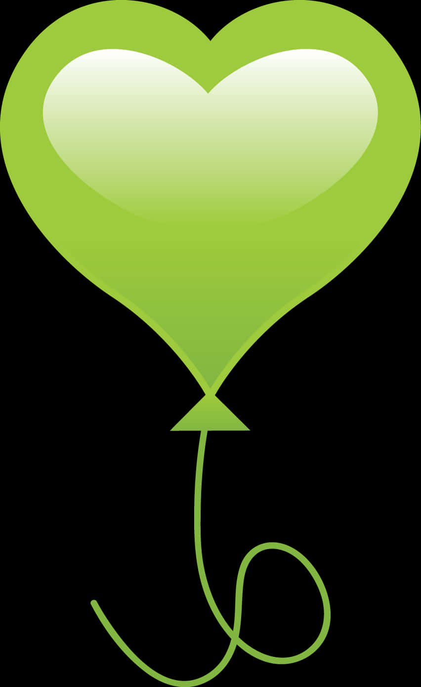 Green Heart Balloon Graphic PNG Image