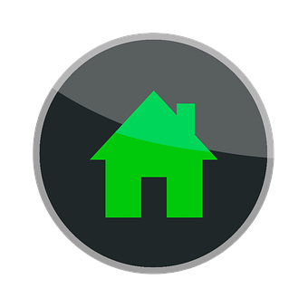 Green Home Icon Dark Background PNG Image