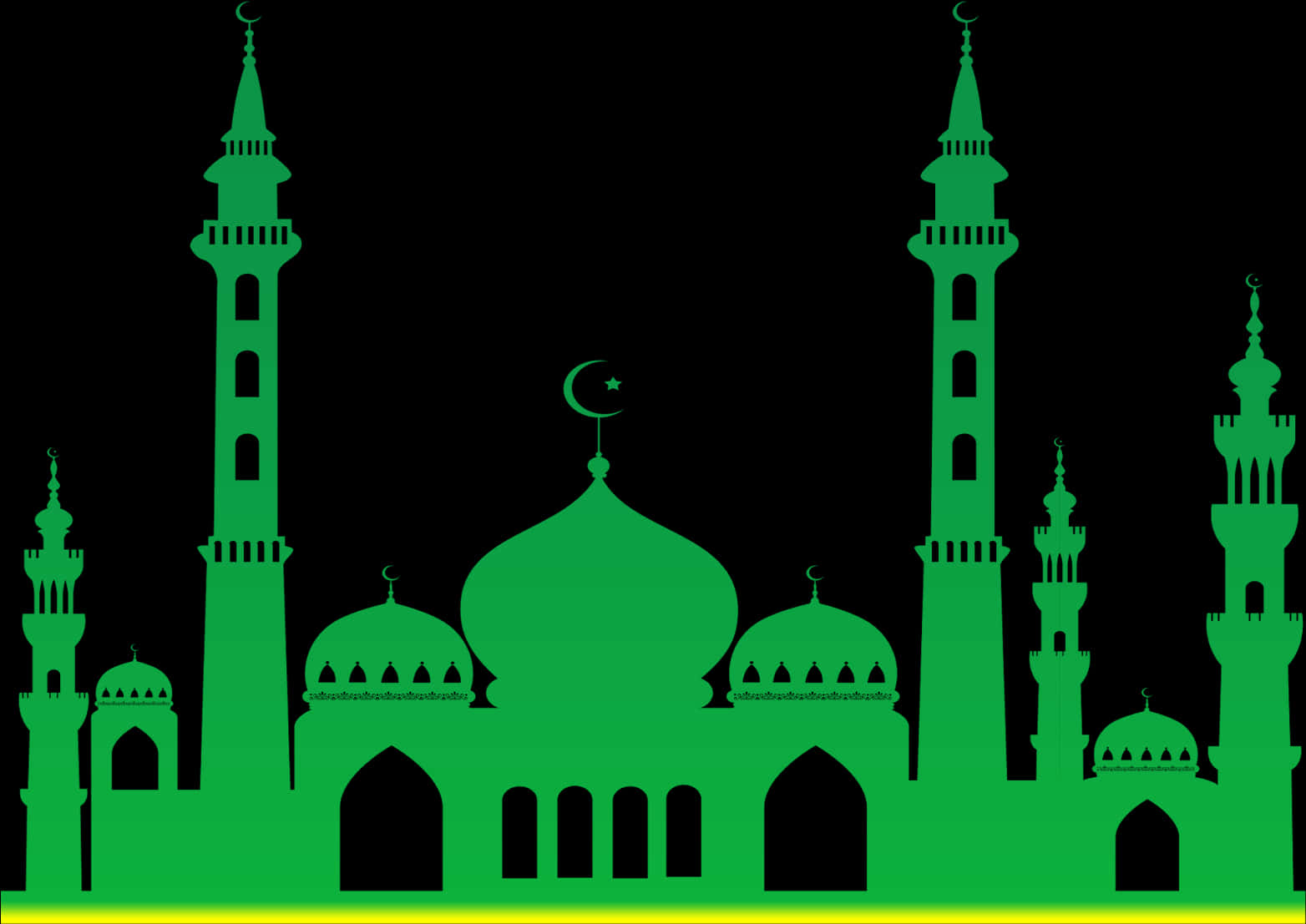 Green Islamic Silhouette Mosque Vector PNG Image