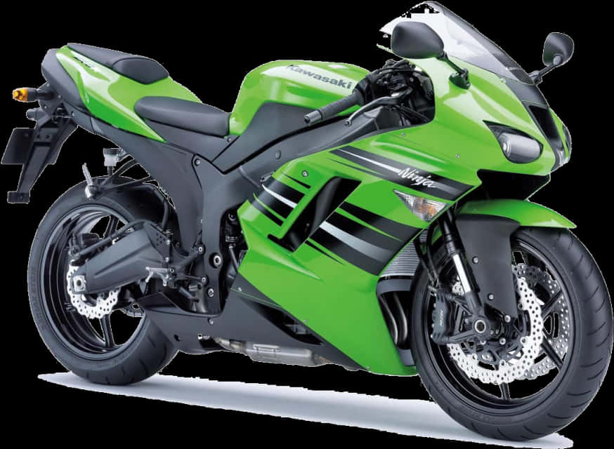 Green Kawasaki Ninja Motorcycle PNG Image