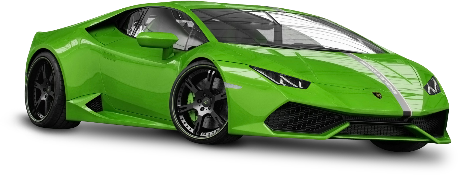 Green Lamborghini Huracan Side View PNG Image