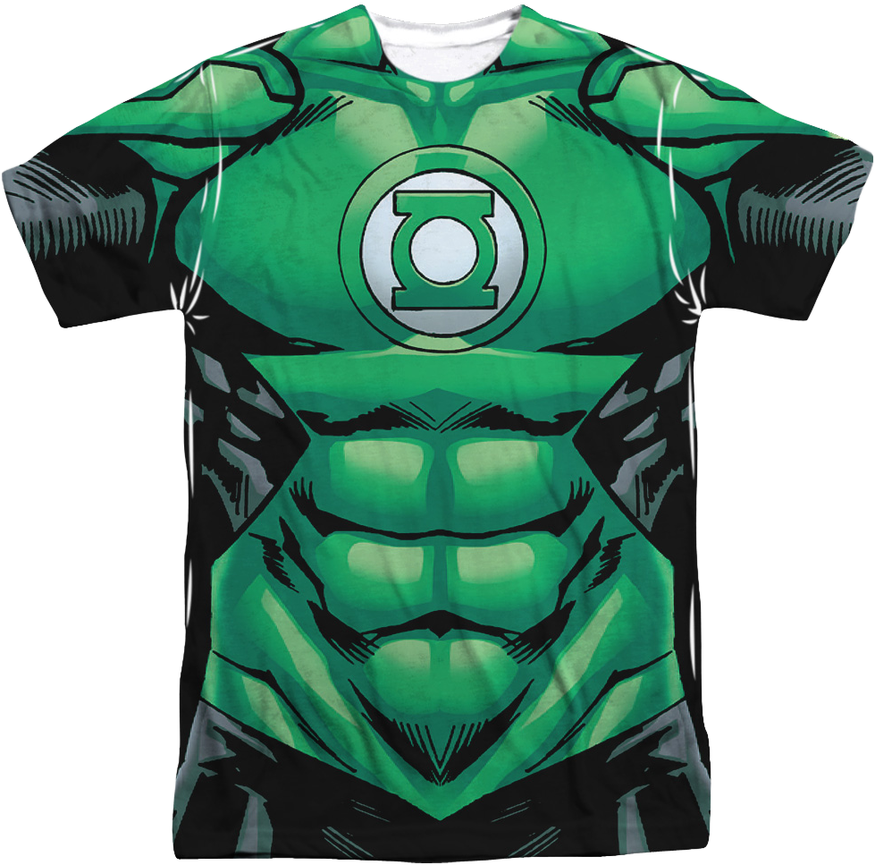 Green Lantern Costume T Shirt Design PNG Image