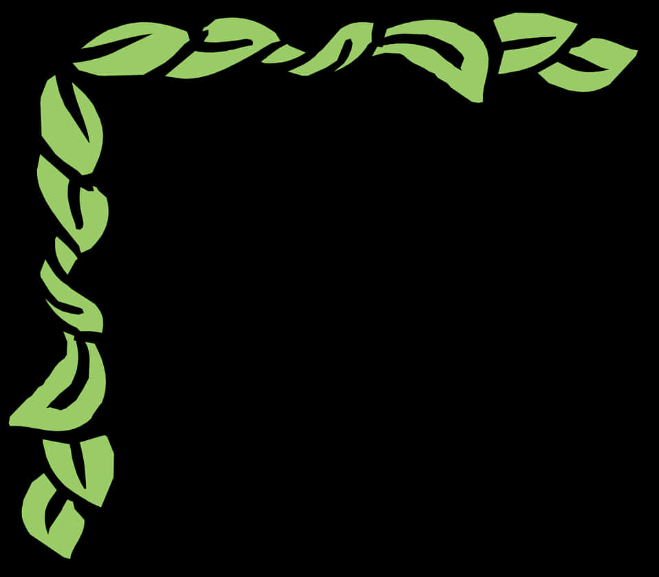 Green Leaf Corner Border Design PNG Image