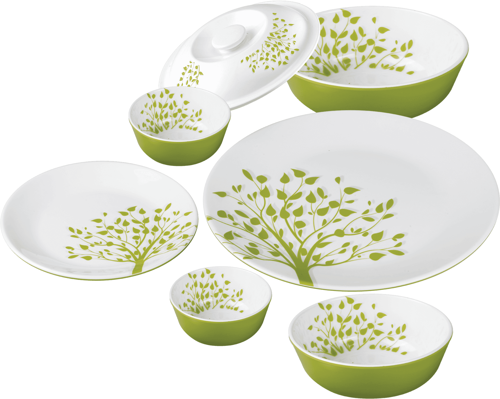 Green Leaf Dinnerware Set PNG Image