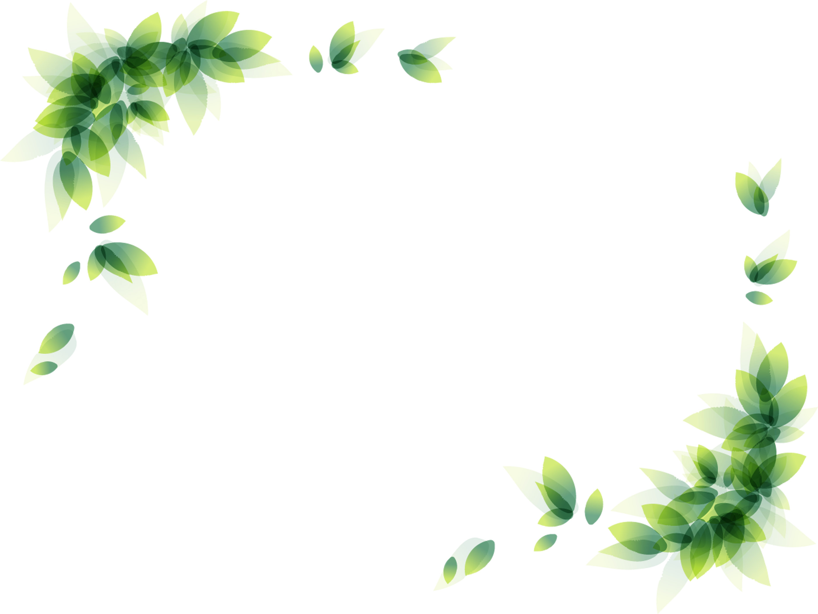 Green Leaf Floral Decorative Corner Border PNG Image