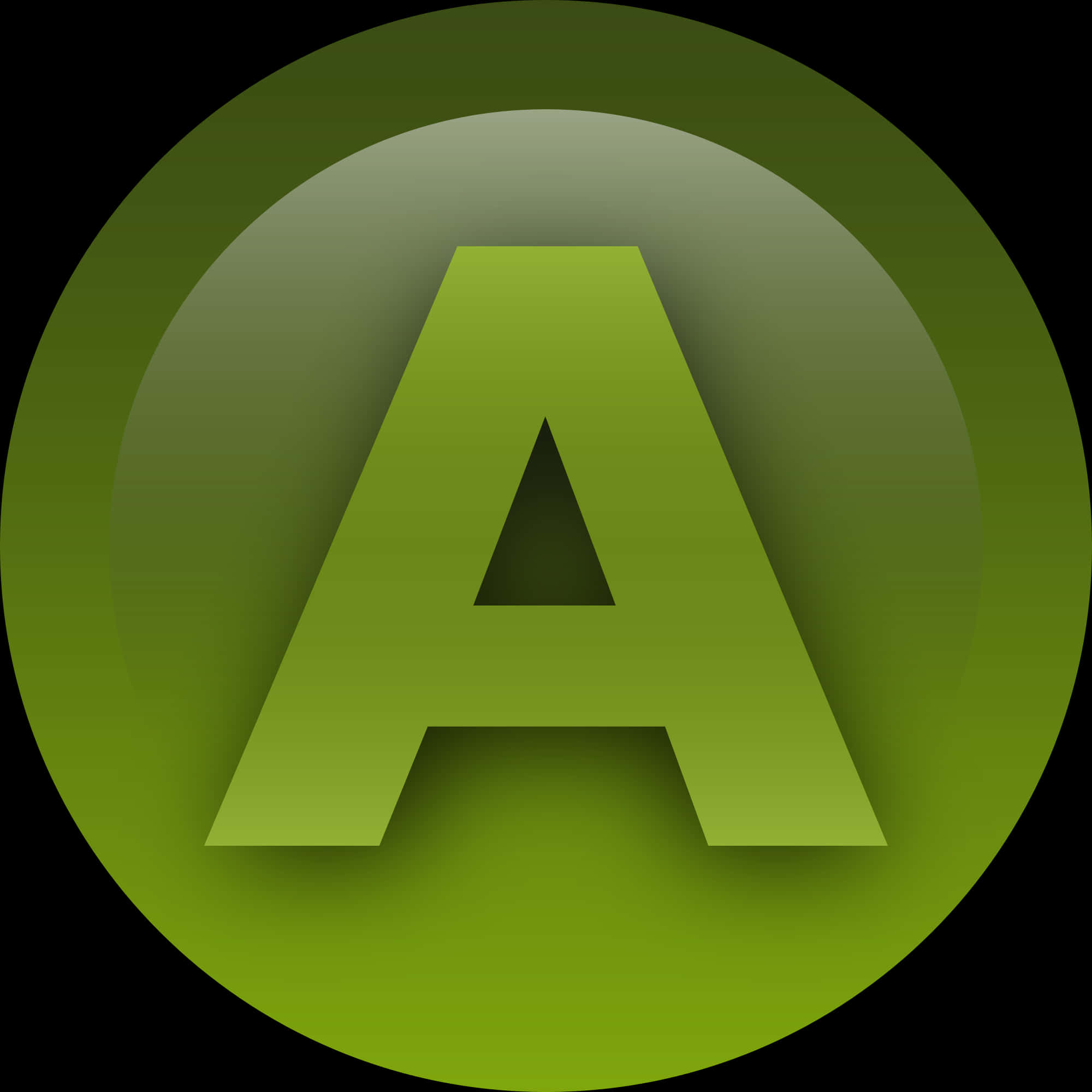 Green Letter A Button PNG Image