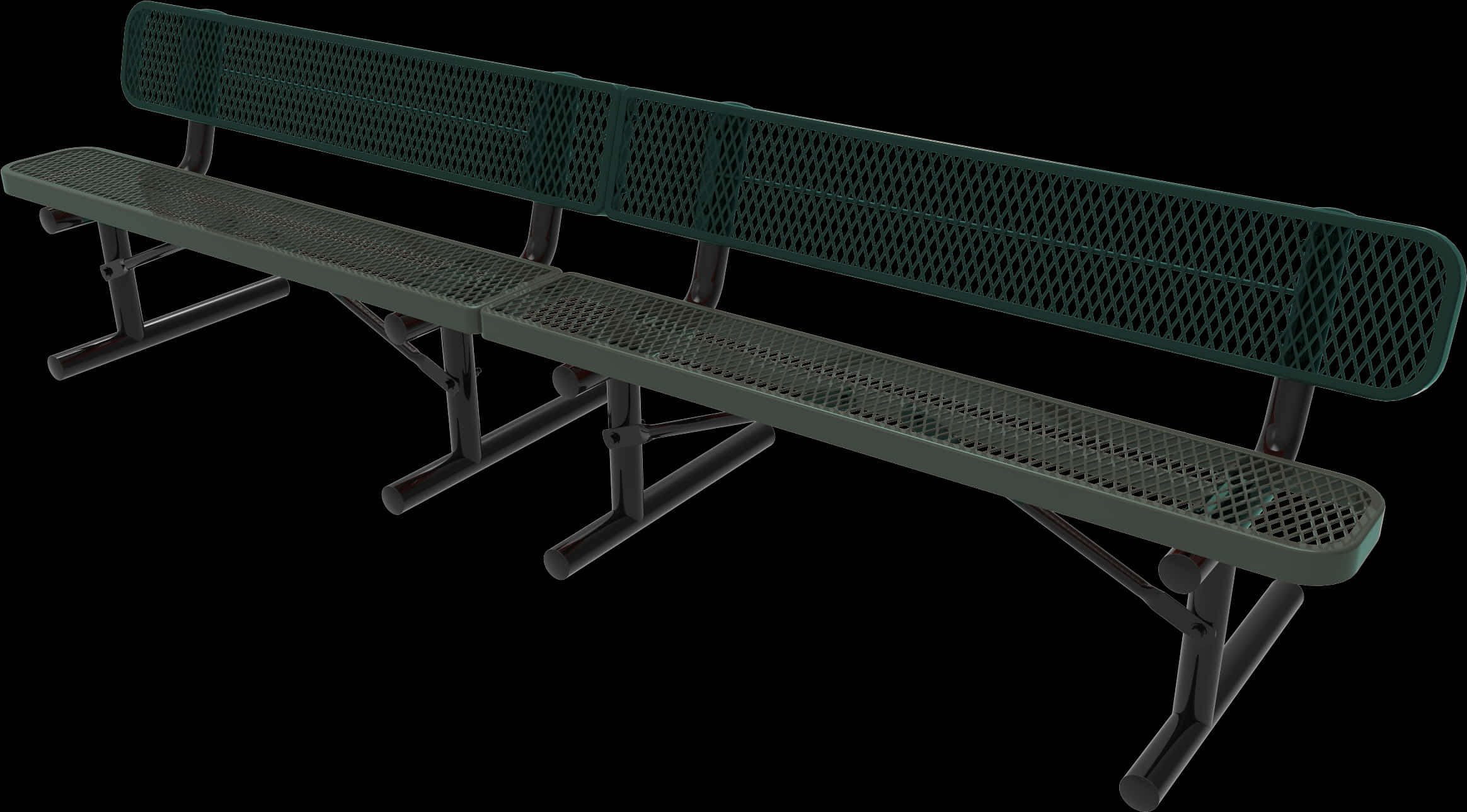 Green Metal Park Bench Isolated PNG Image