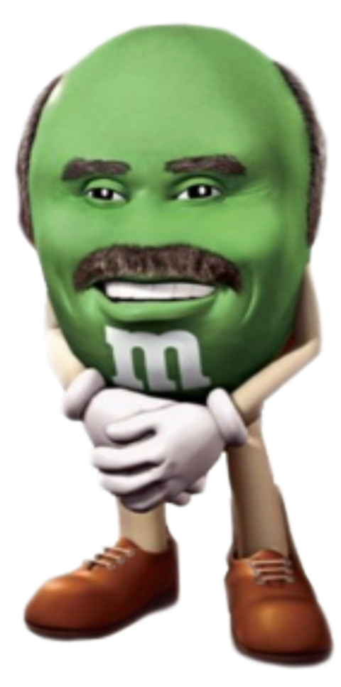 Green Mn M Character With Mustache PNG Image