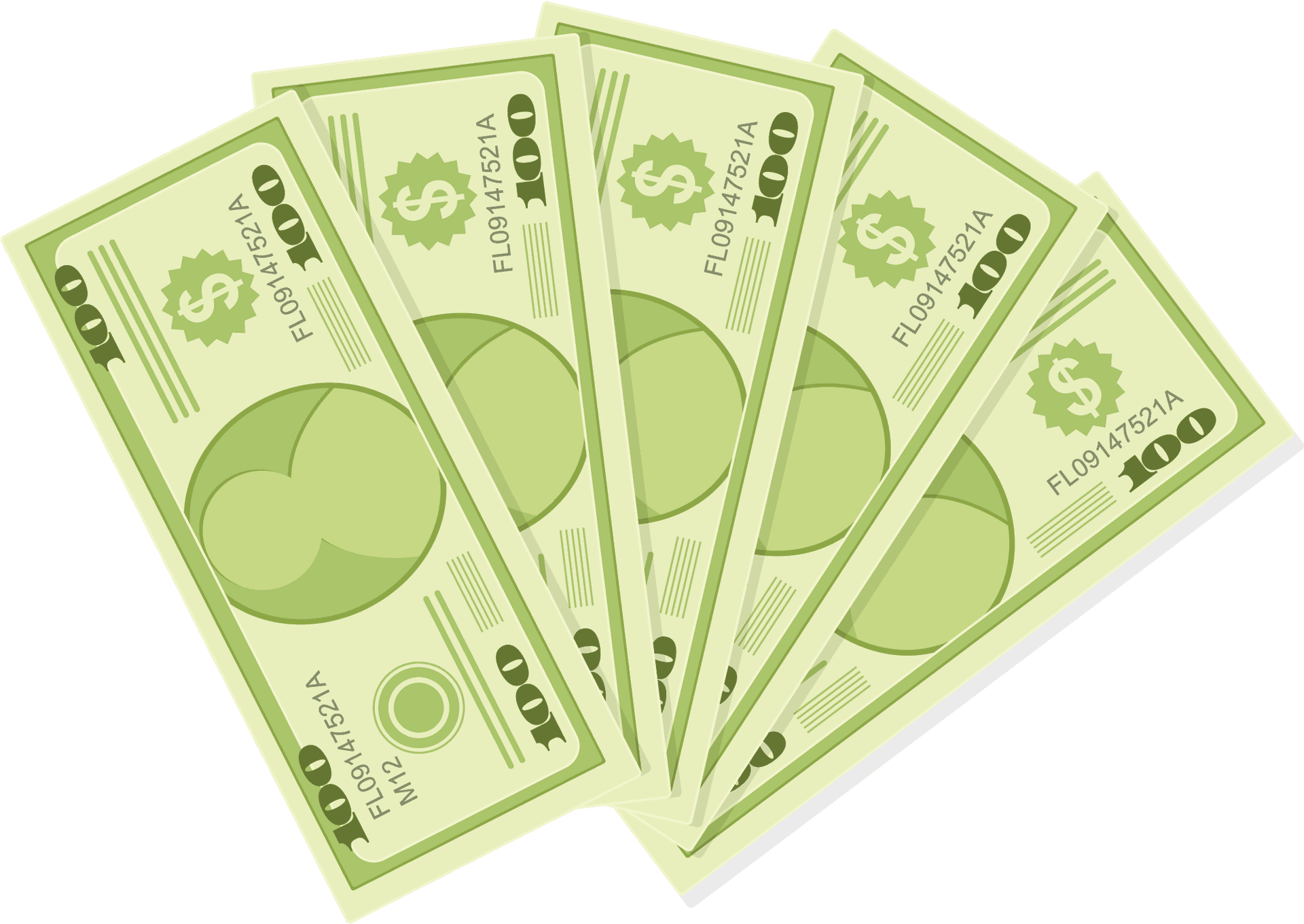 Green Monopoly Style100 Dollar Bills PNG Image