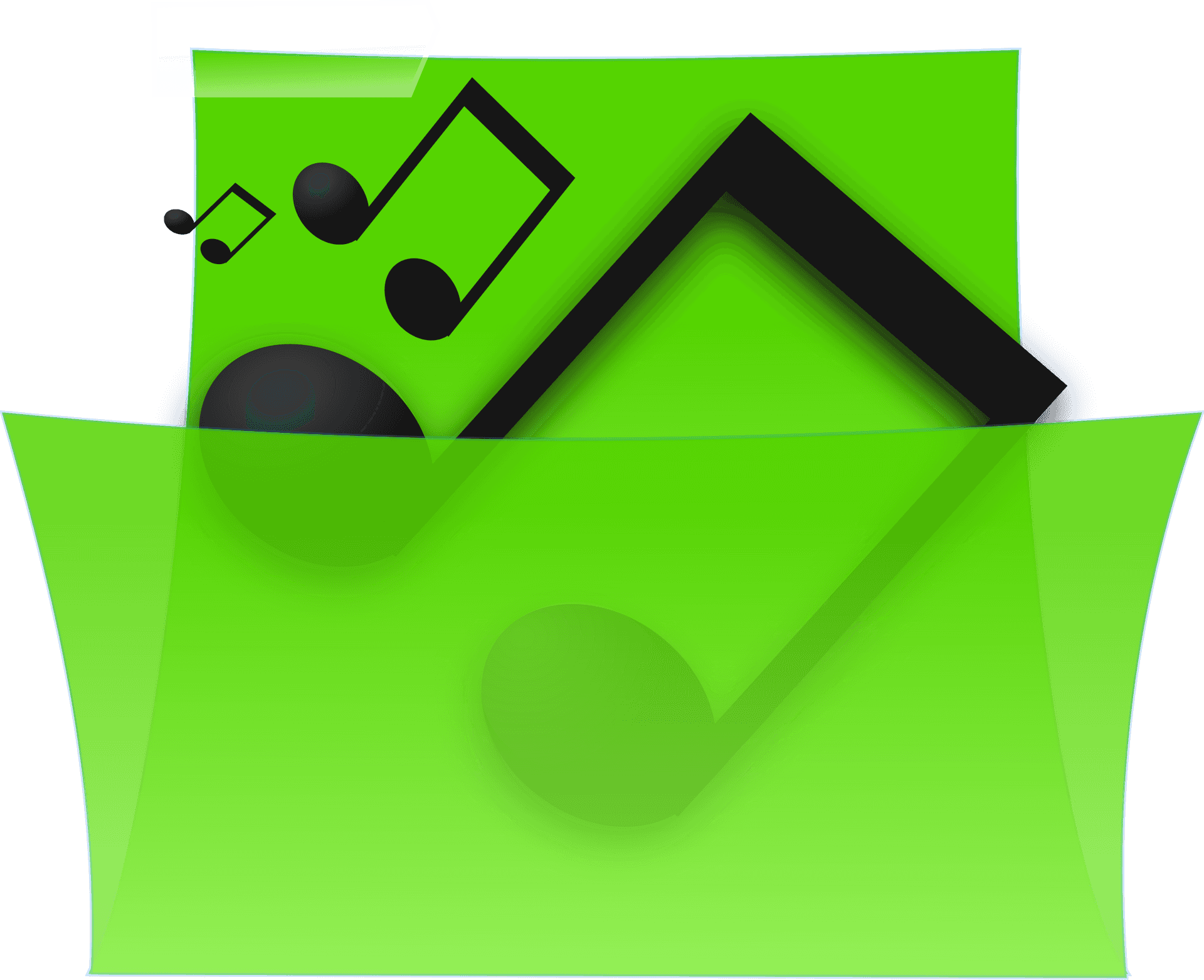 Green Multimedia Folder Icon PNG Image