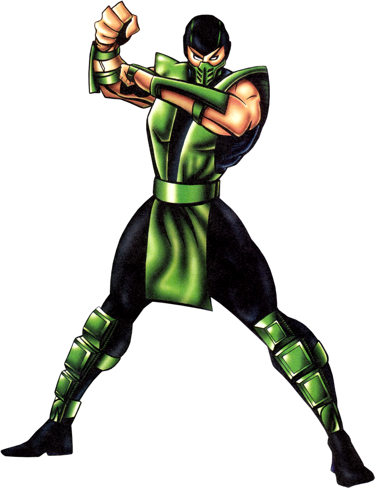 Green Ninja Character Pose PNG Image