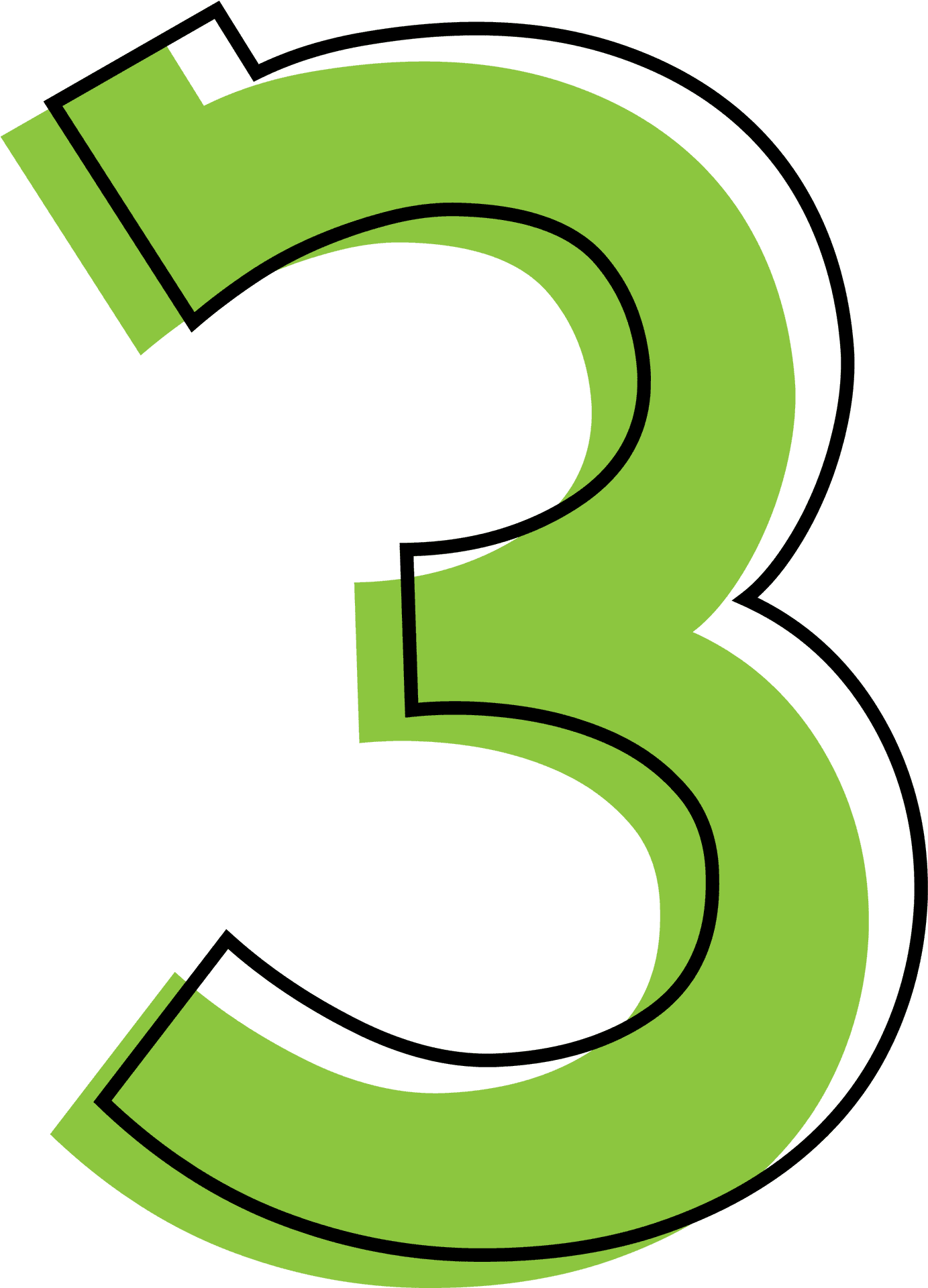 Green Number Three Graphic PNG Image