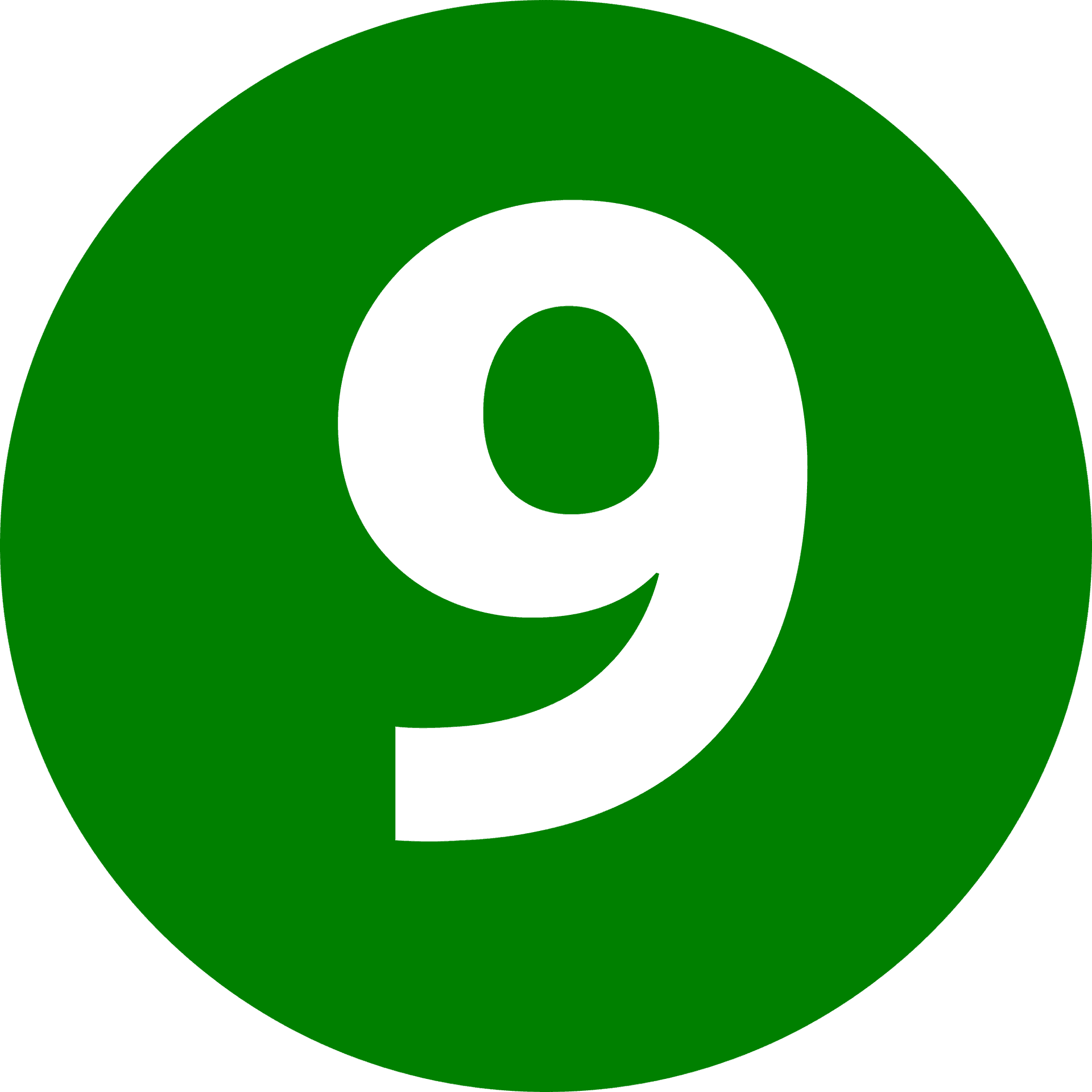 Green Number9 Icon PNG Image