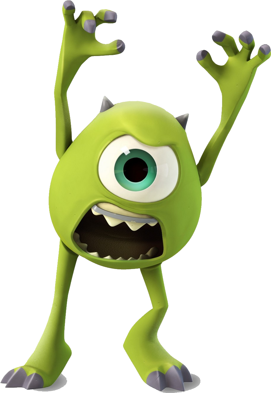 Green One Eyed Monster Cartoon PNG Image