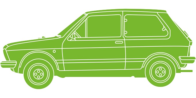 Green Outline Compact Car PNG Image