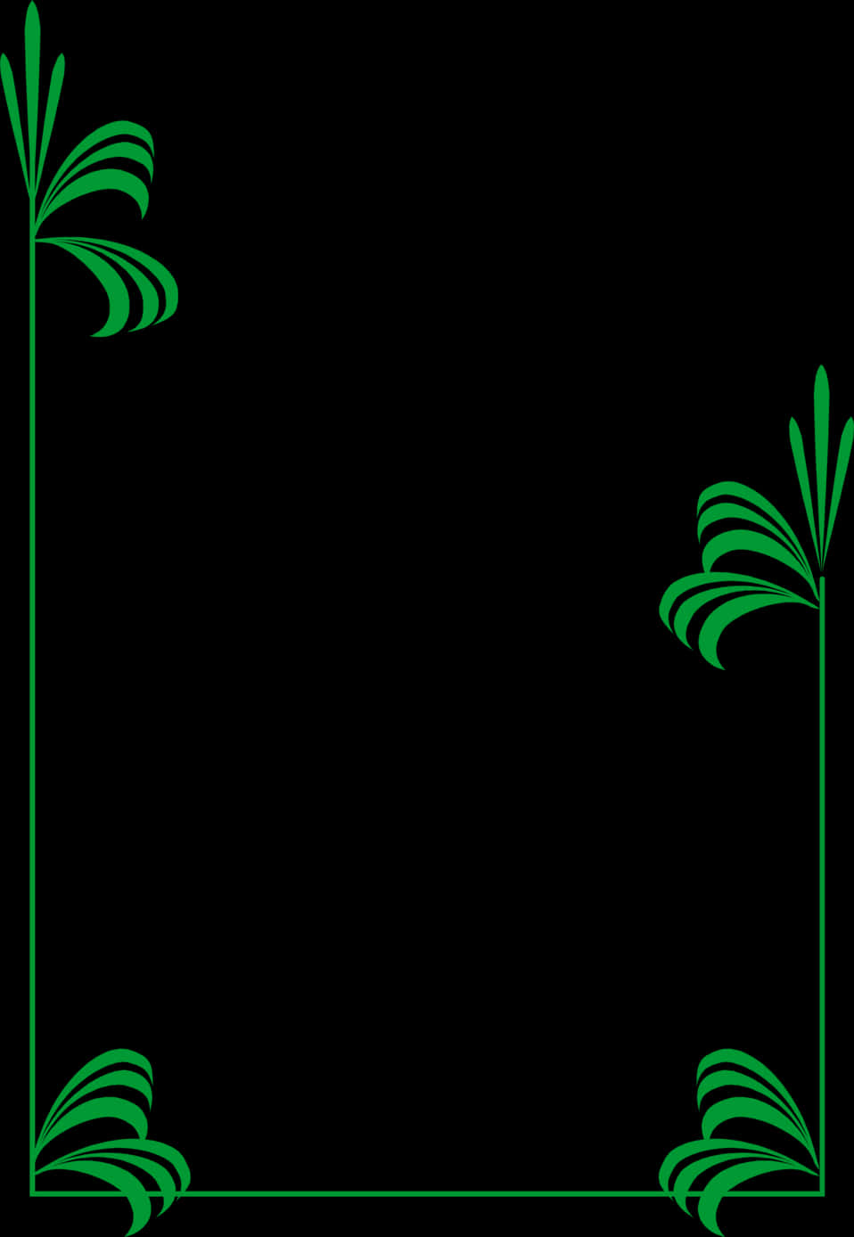 Green Palm Border Design PNG Image