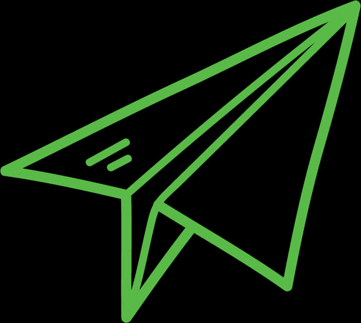 Green Paper Airplane Illustration PNG Image