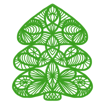 Green Paper Cut Christmas Tree PNG Image