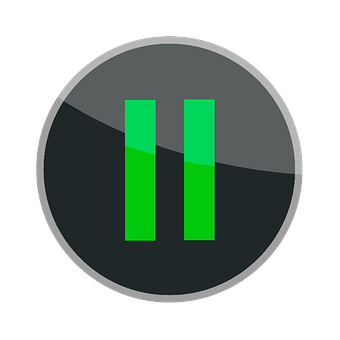 Green Pause Iconon Black Background PNG Image