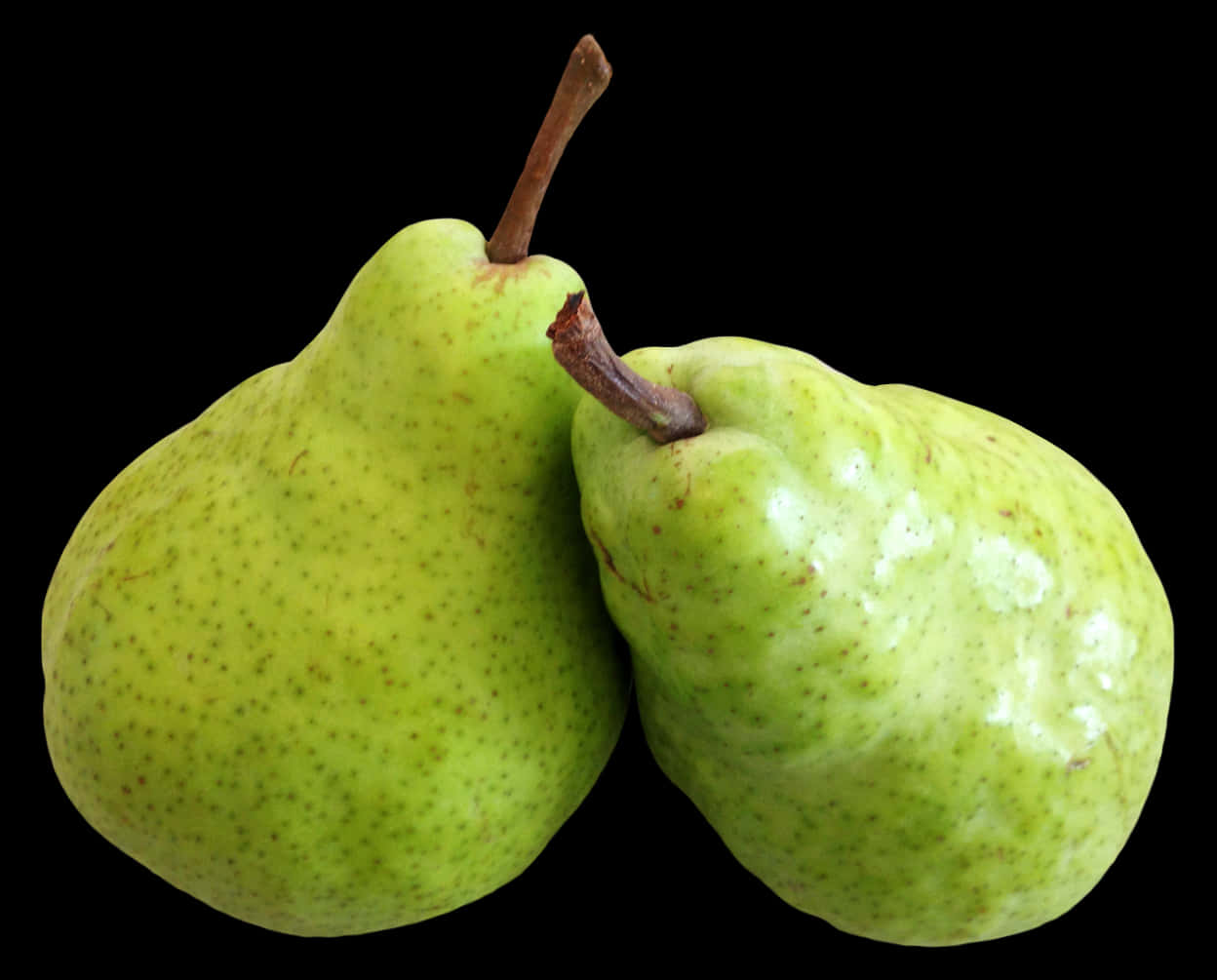 Green Pears Black Background PNG Image