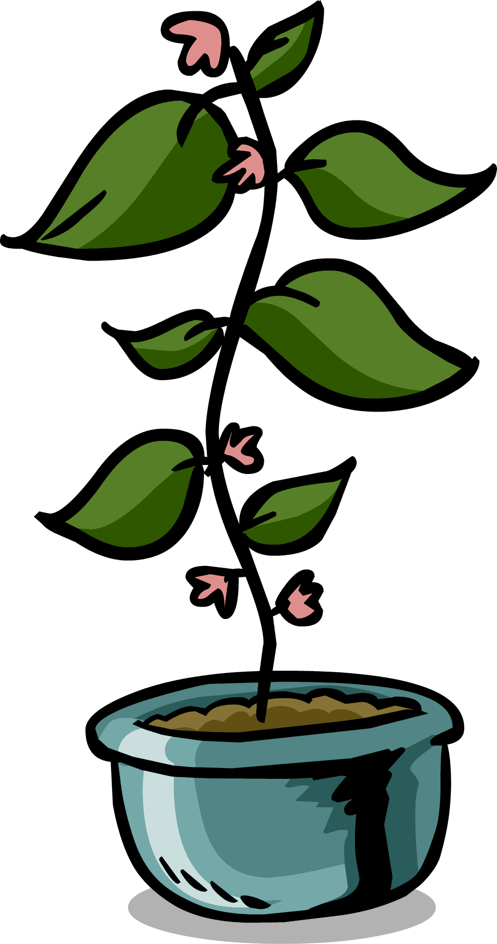 Green Plantin Blue Pot Illustration PNG Image