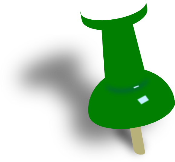 Green Push Pin Shadow PNG Image