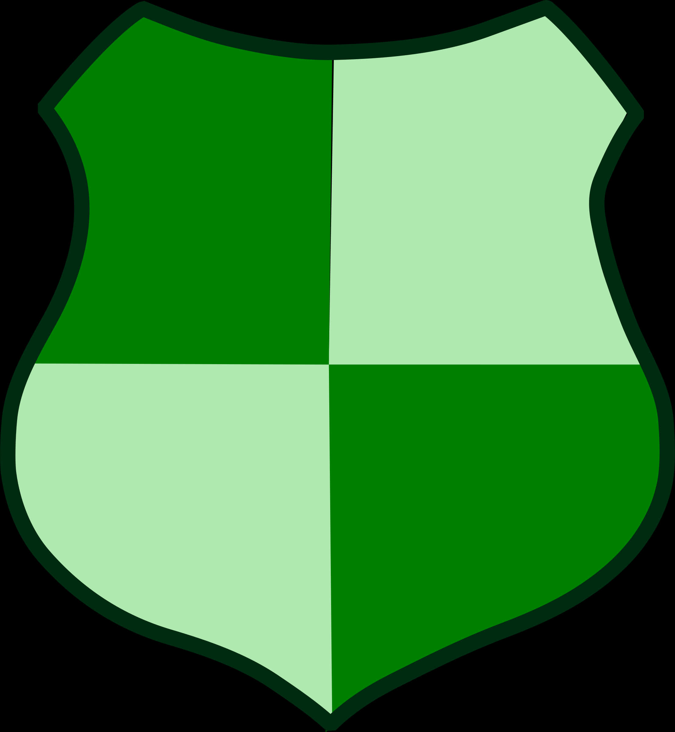 Green Quadrant Shield Graphic PNG Image