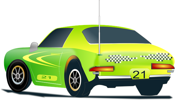 Green Race Car Number21 PNG Image