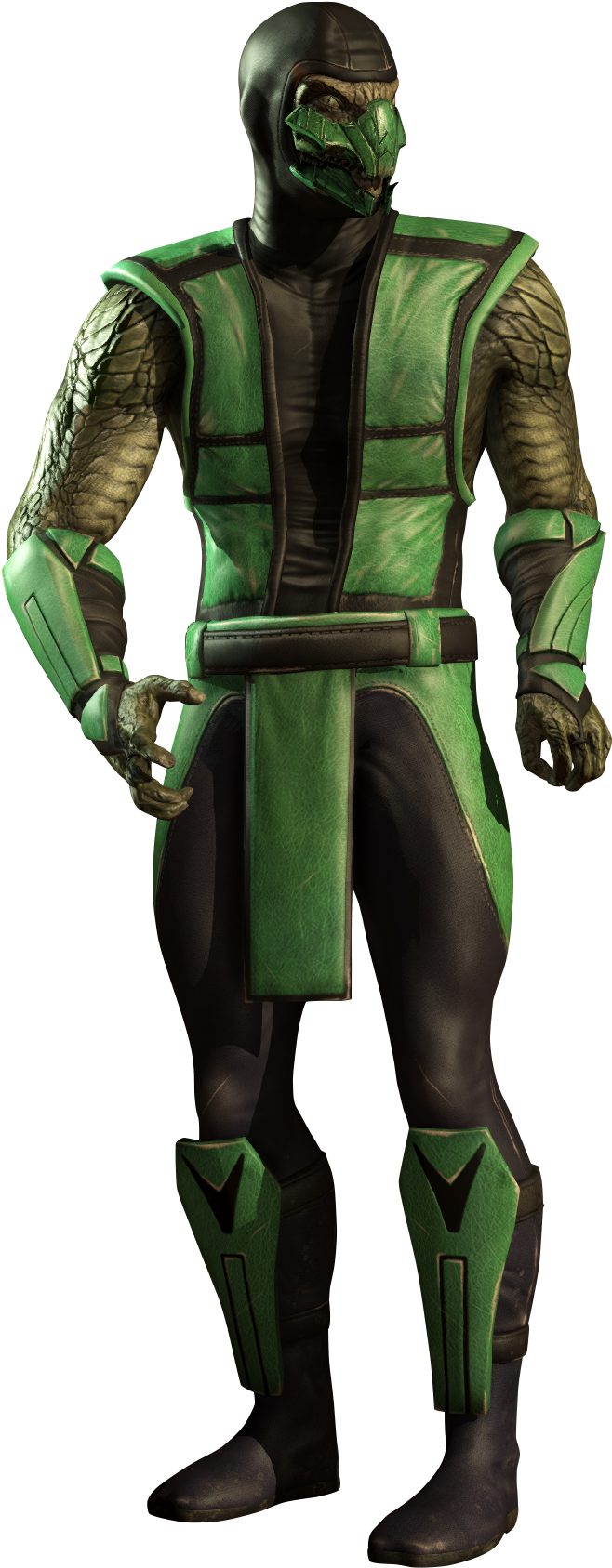 Green Reptilian Costume Character PNG Image