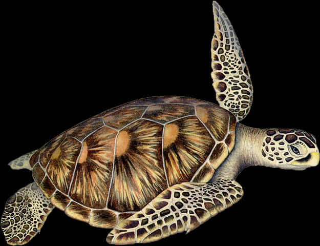 Green Sea Turtle Illustration PNG Image