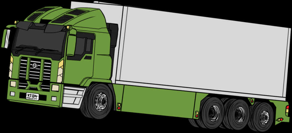 Green Semi Truck Illustration PNG Image