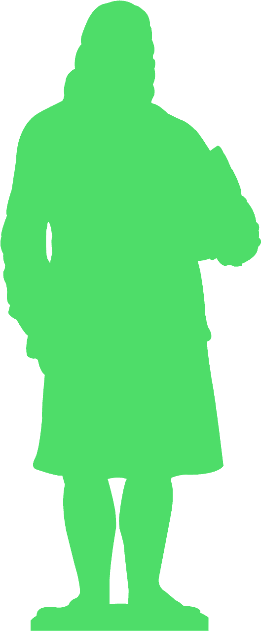 Green Silhouette Benjamin Franklin Statue PNG Image