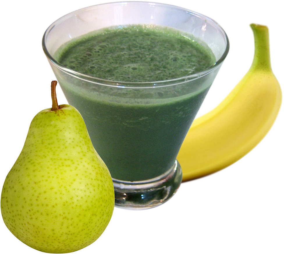 Green Smoothiewith Fruit Ingredients PNG Image