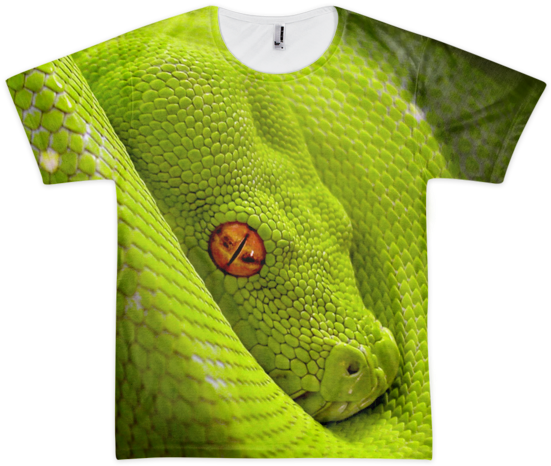 Green Snake Print Tshirt Design PNG Image