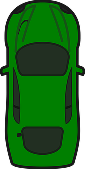 Green Sports Car Top View PNG Image