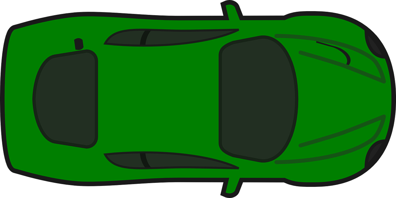 Green Sports Car Top View PNG Image