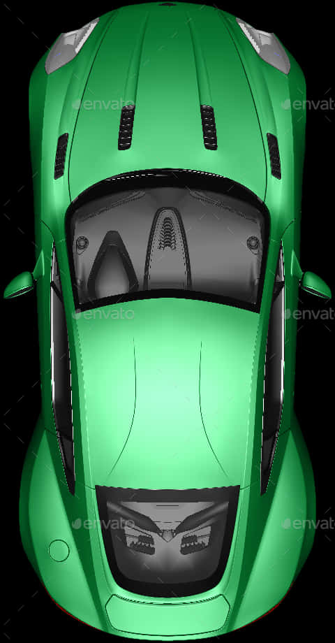 Green Sports Car Top View PNG Image