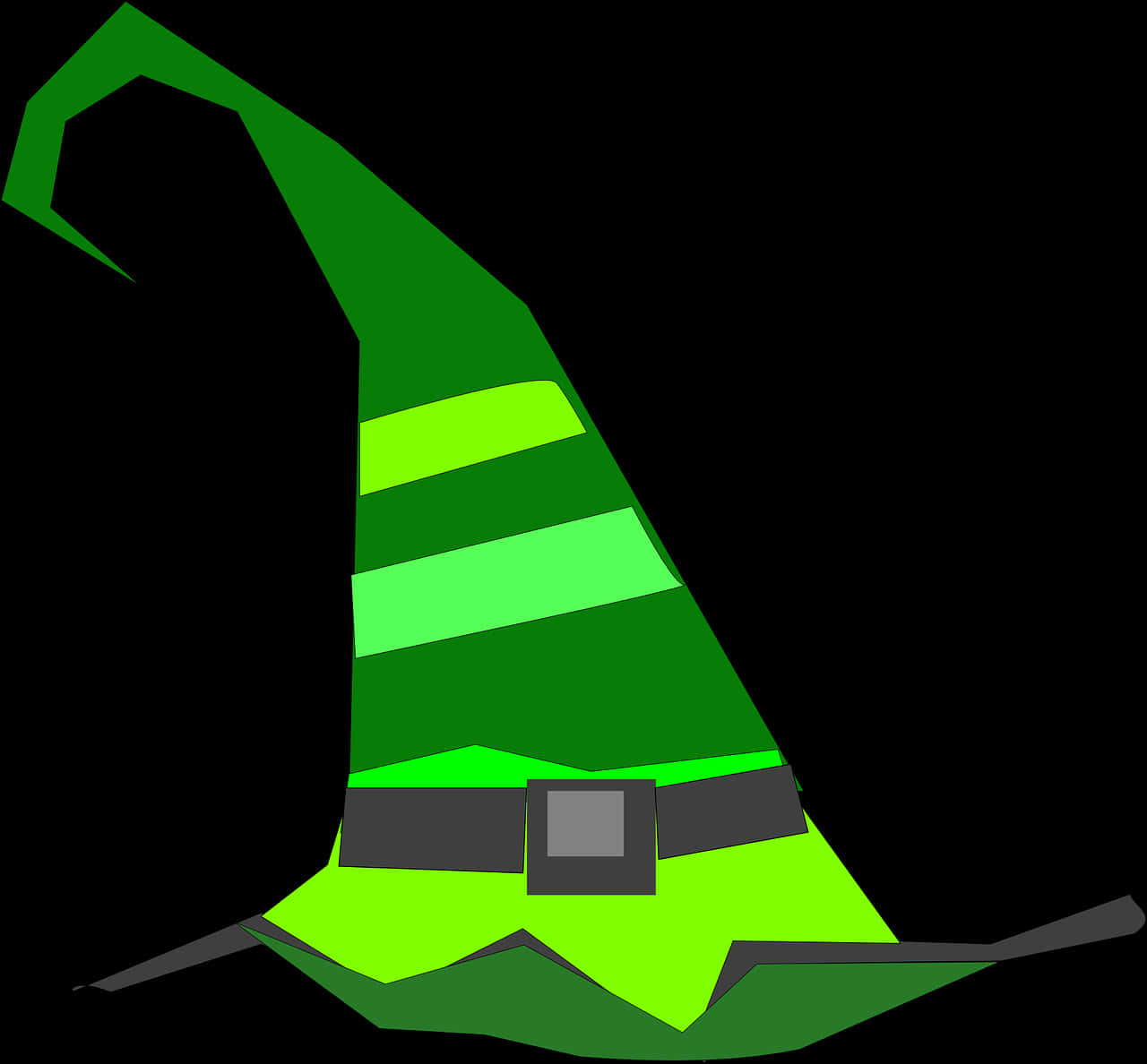 Green Striped Witch Hat PNG Image