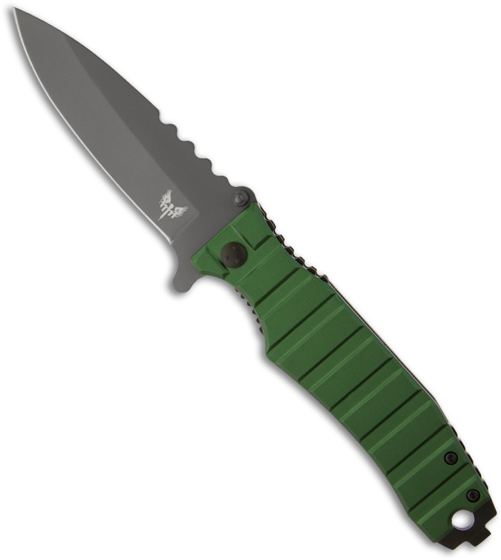 Green Tactical Folding Knife PNG Image