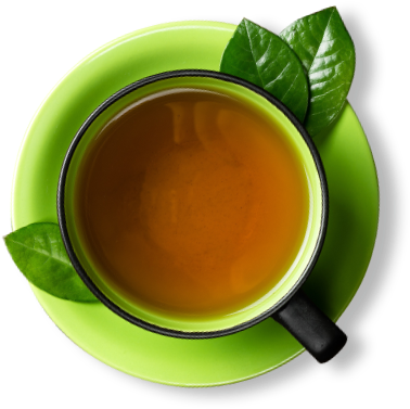 Green Tea Cup With Leaves PNG Image