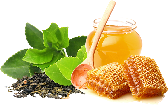 Green Tea Honey Ingredients PNG Image