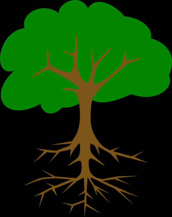 Green Treewith Roots Vector PNG Image