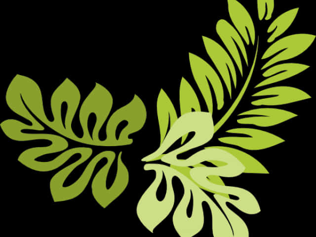 Green Tropical Leaves Graphic PNG Image