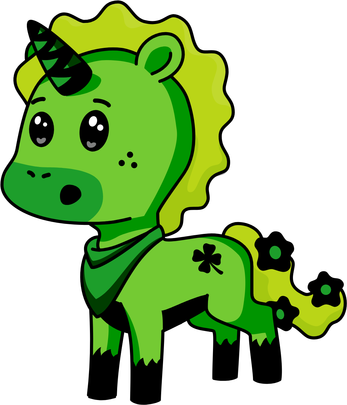 Green Unicorn Cartoon PNG Image